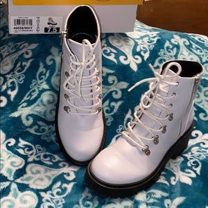 Black and white boots